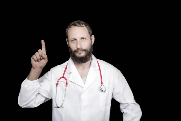 Middle Age Handsome Doctor Man Wearing Lab Coat Stethoscope Idea — Zdjęcie stockowe