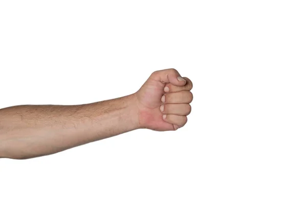 Left Hand Showing Fist Good Isolated White Background Copy Space — Foto de Stock