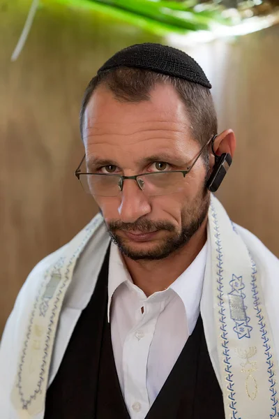 Religieuze Joodse Mannen Traditionele Joodse Mannelijke Hoofdtooi Hoed Kippah Sukkah — Stockfoto