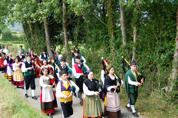 A group of asturian bagpipers