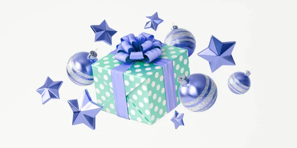 크리스마스 장난감 상자로 구성된 운명적 크리스마스 파란색 아름다운 — 스톡 사진