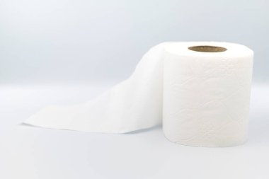 roll of toilet paper on white background. close-up.