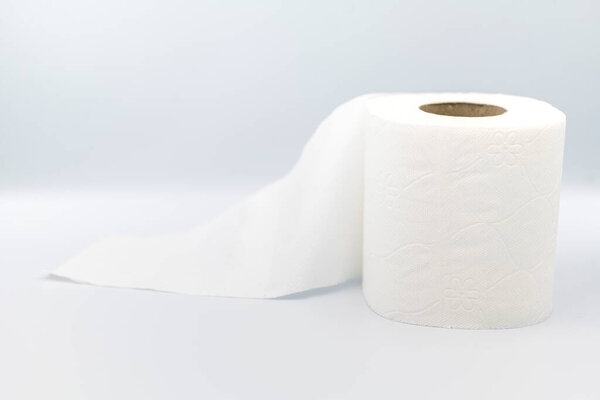 roll of toilet paper on white background. close-up.