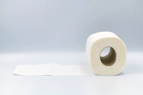 Bílý Toaletní Papír Role Světlém Pozadí — Stock fotografie