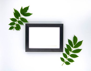 çiçek ve yaprakları ile güzel çerçeve