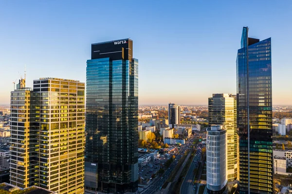 Warsaw Skyscrapers City Center Sunset — Stockfoto