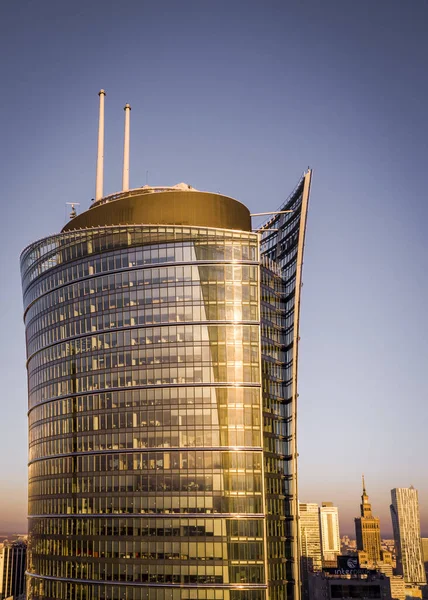 Warsaw Skyscrapers City Center Sunset — Stockfoto