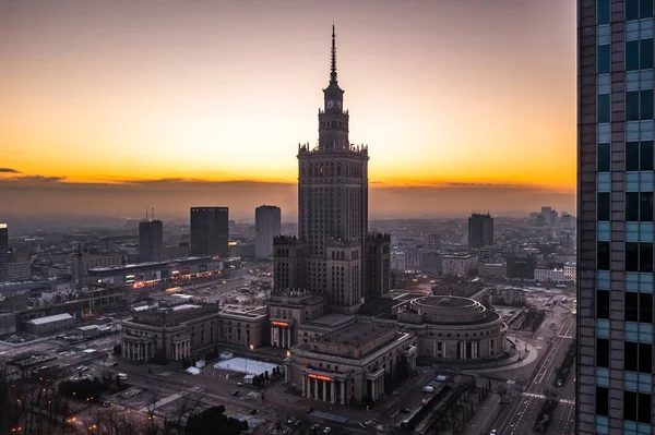 Warsaw City Center January Sunrise — Stockfoto