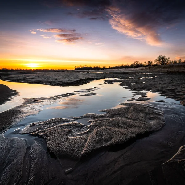 Sunrise Beach Vistula River — Stock Photo, Image