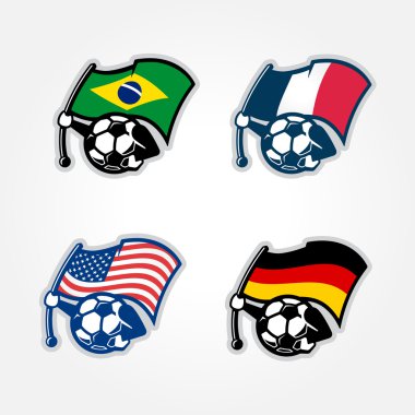 elinde bayrak futbol karakter karikatür