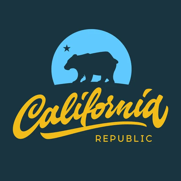 Vintage california Republika kaligraficzne t-shirt odzież moda projekt — Wektor stockowy