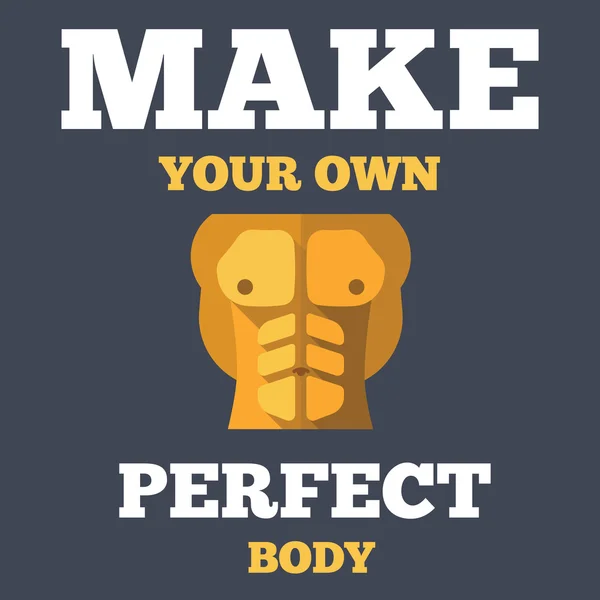 Afiche motivacional creativo inusual de fitness con icono plano del torso — Vector de stock