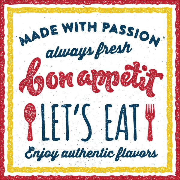 Bon appetit retro vintage print poster — Stock Vector