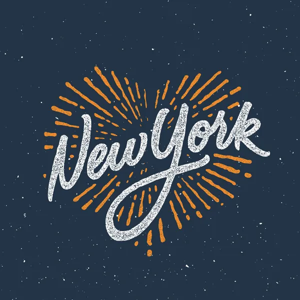 New York t-shirt écrit à la main design de vêtements — Image vectorielle