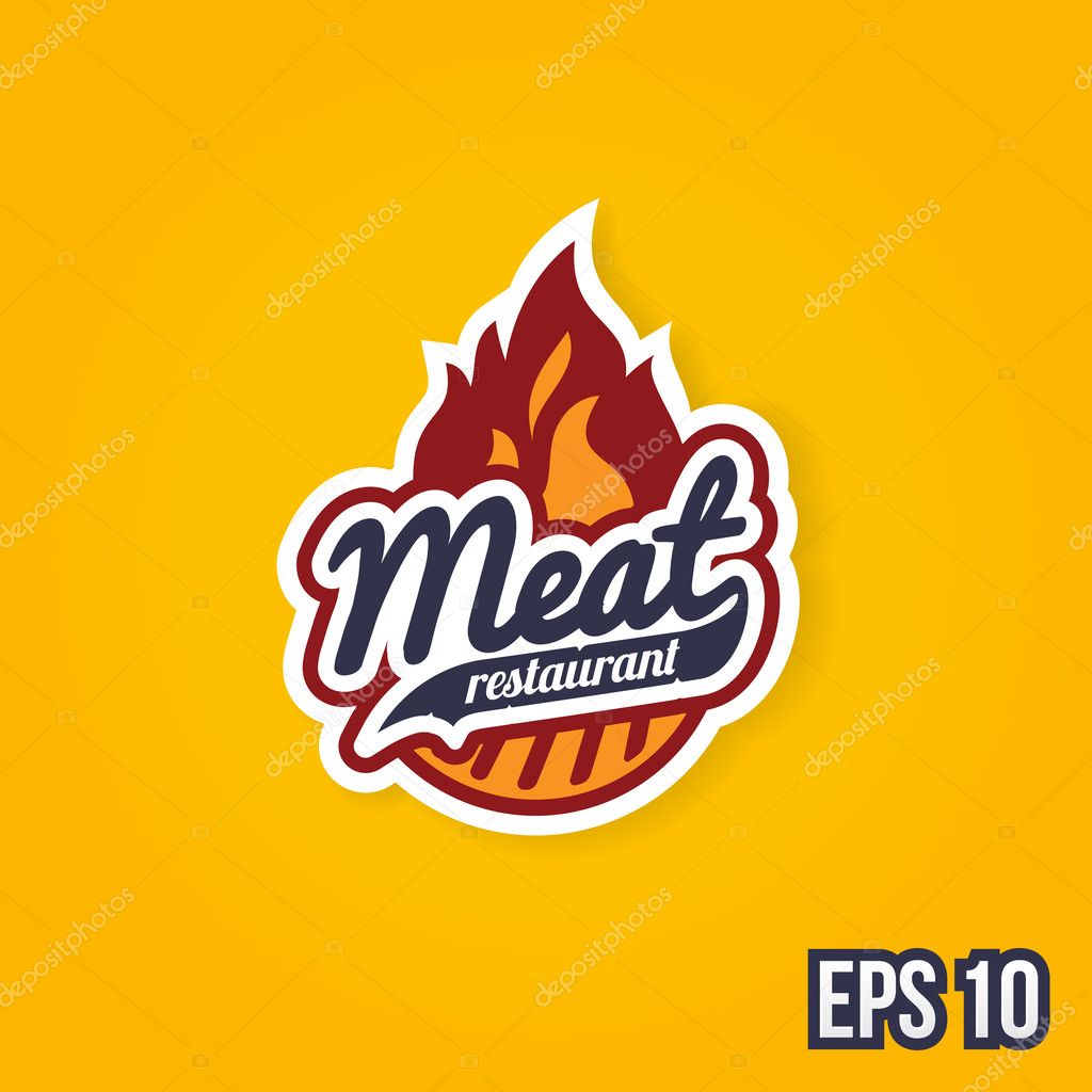 Retro barbecue grill label design concept, symbol looks like logo