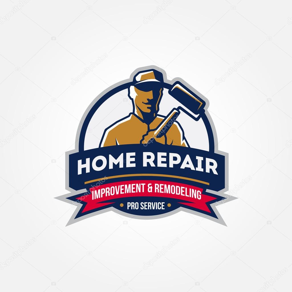 Handyman home repair corporate service badge symbol isolated on white background, vector illustration, symbol looks like logo