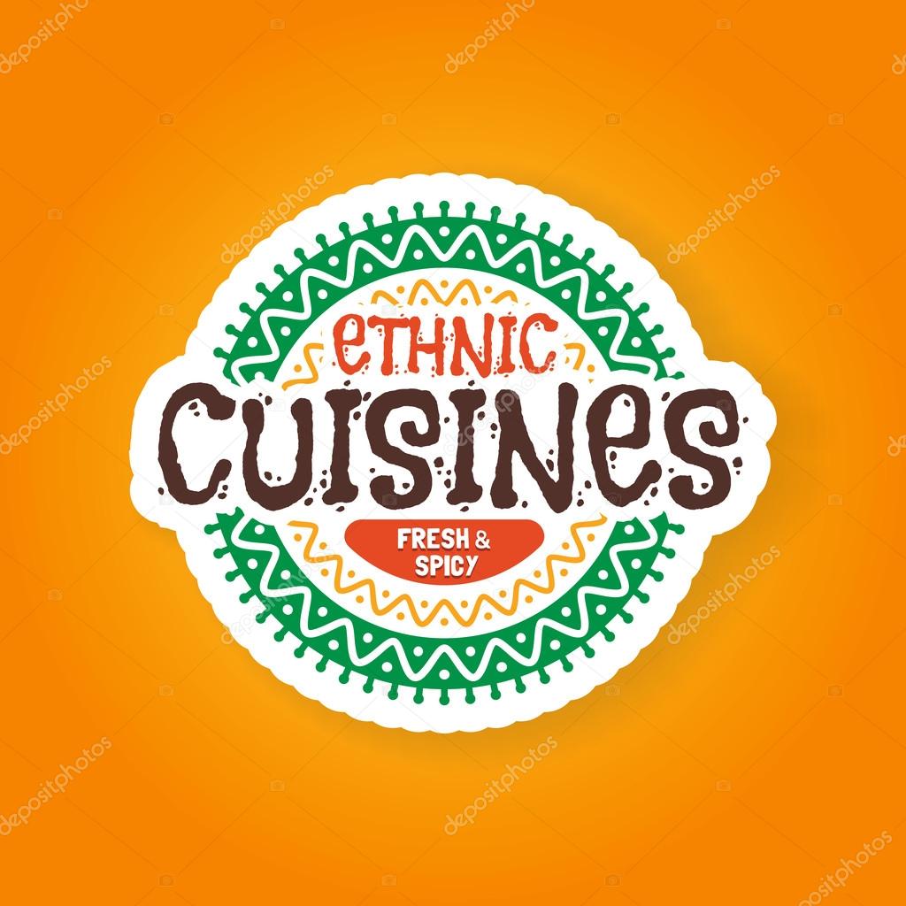 Ethnic cuisines restaurant badge, vector illustration, symbol looks like logo