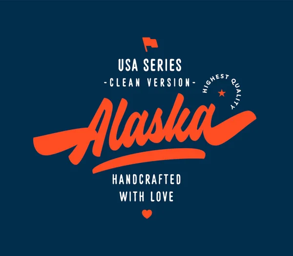 Alaska Hand Bokstäver Design Usa Serien Original Alaska Vektor Typografi — Stock vektor