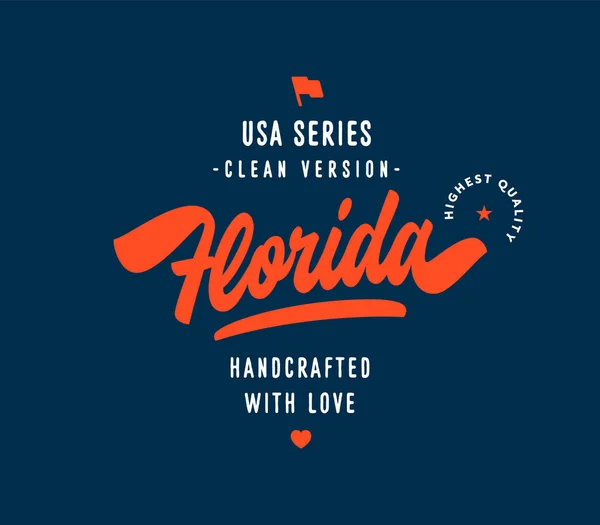 Florida Mão Lettering Design Estados Unidos Série Tipografia Vetorial Original — Vetor de Stock