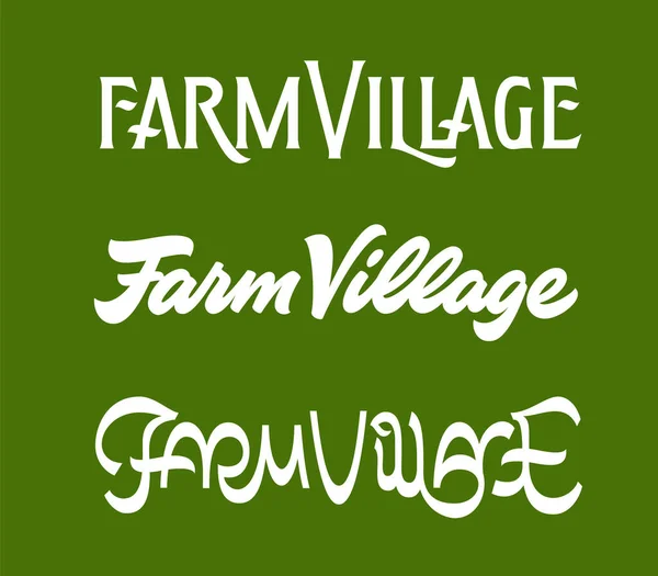 Farm Village Hand Lettered Phrase Design Farmers Market Original Handwritten — 图库矢量图片