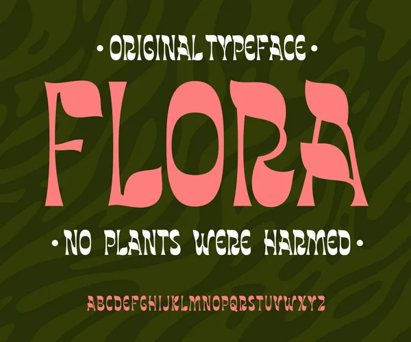 Πρωτότυπο Χειροποίητο Αλφάβητο Floral Organic Motifs Διακοσμητική Φατσούλα Χαριτωμένη Ματιά — Διανυσματικό Αρχείο