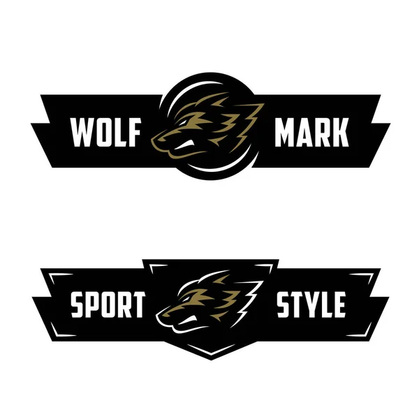Wolf Sports Badge Design Retro Coyote Icon Logo Wild Aggressive — Vetor de Stock
