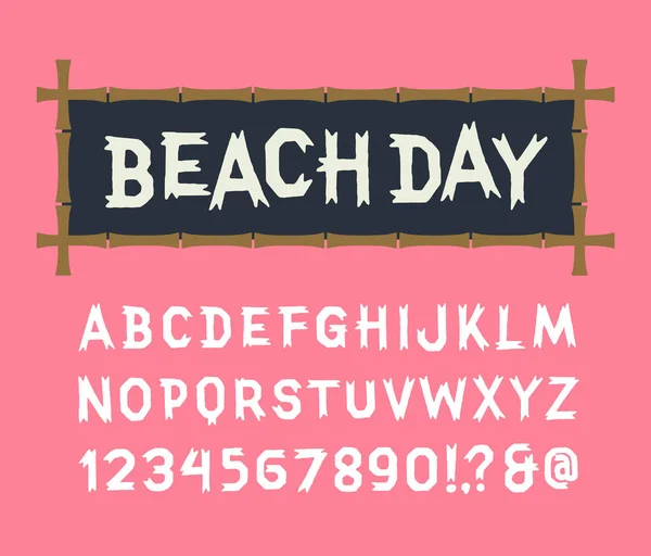 Día Playa Lúdico Alfabeto Verano Fiesta Cabaña Playa Tipo Letra — Archivo Imágenes Vectoriales