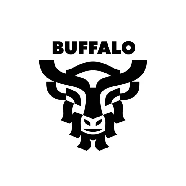 Bison Design Logotipo Ícone Búfalo Ilustração Retro Animal Touro Selvagem — Vetor de Stock