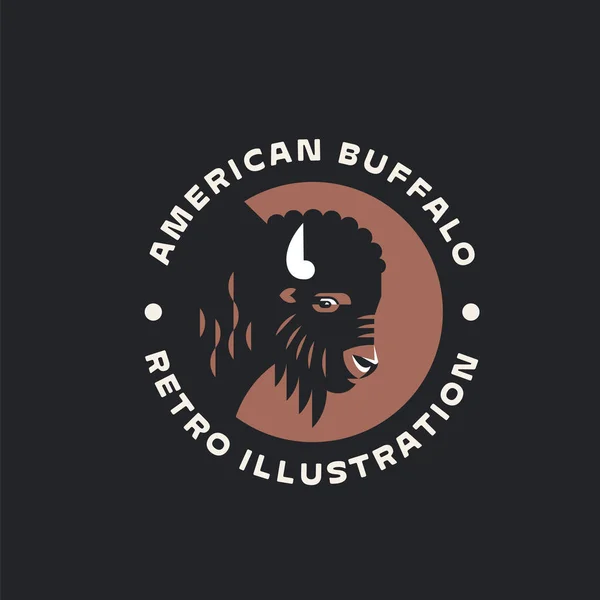 Bison Design Logotipo Ícone Búfalo Ilustração Retro Animal Touro Selvagem Ilustração De Stock