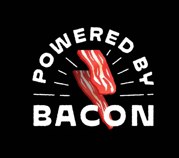 Desarrollado Por Bacon Divertido Estampado Camiseta Bacon Bolt Energy Sign — Vector de stock