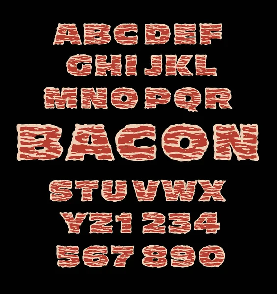 Bacon Alfabetet Texturerat Fläskkött Vintage Bacon Skiva Mönster Bokstäver Illustrativ Royaltyfria Stockvektorer