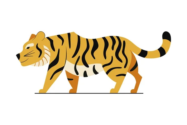 Вид Сбоку Тигра Изолированный Белом Фоне — стоковый вектор