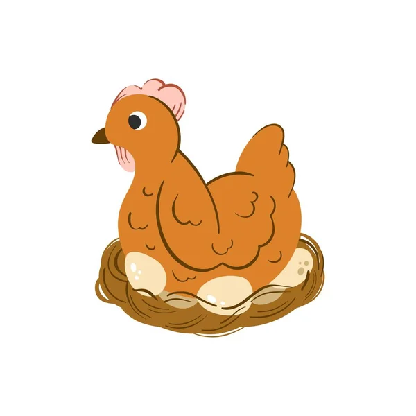 卵のベクターイラストを孵化させます 鶏の巣 — ストックベクタ