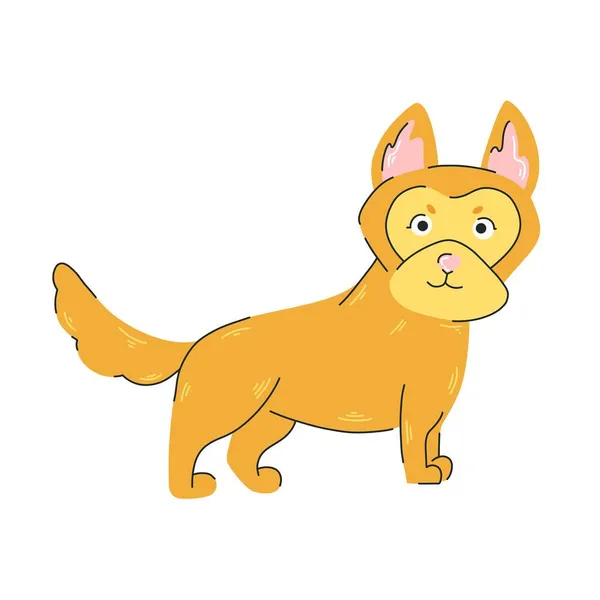 Ilustração Cão Vector Amarelo Impressão Colorida Com Cão Estampado Husky — Vetor de Stock