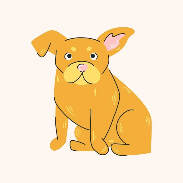 Ilustração Isolada Cão Vetor Amarelo Impressão Colorida Com Cão — Vetor de Stock