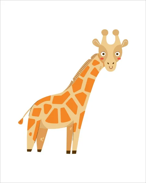 Küçük Sevimli Zürafa Vektör Çizimi Afrika Vahşi Hayvanı — Stok Vektör