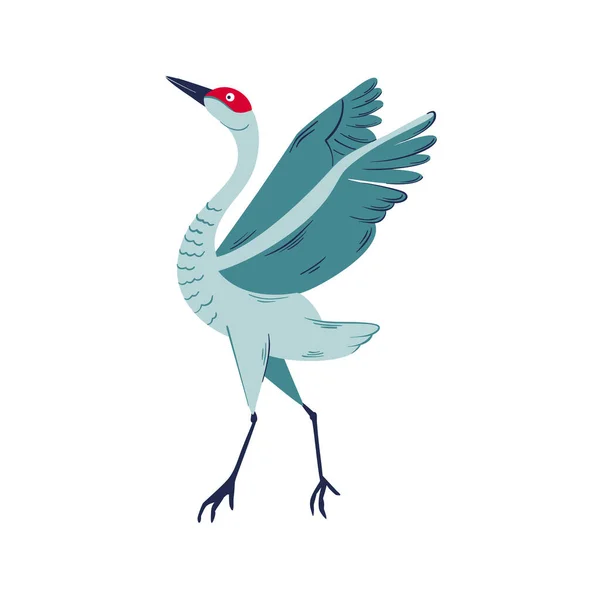 Danse Grues Mignonnes Illustration Vectorielle Oiseau Grue Couronnée Rouge Illustration — Image vectorielle