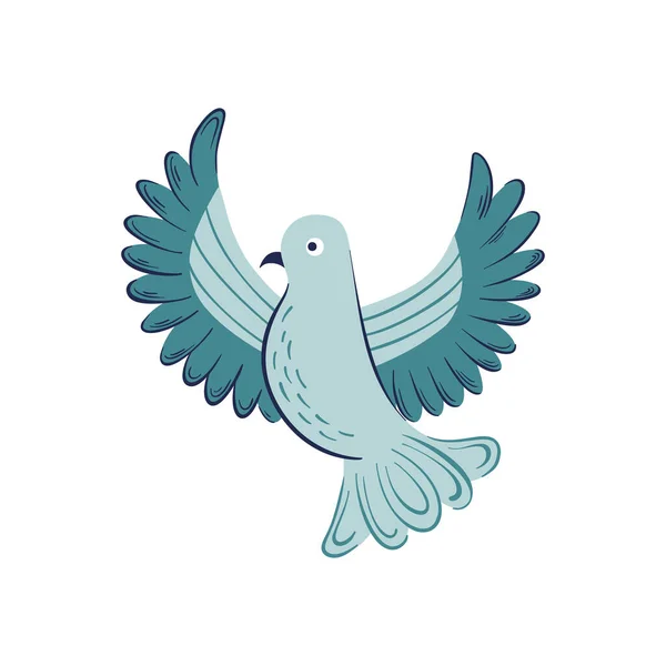 Illustration Colombe Noël Pigeon Volant Bleu Illustration Vectorielle Dessinée Main — Image vectorielle