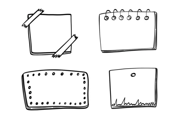 Doodle Σημειώσεις Ζωγραφισμένα Στο Χέρι Διανυσματική Απεικόνιση Συλλογή Κενών Σημειώσεων — Διανυσματικό Αρχείο