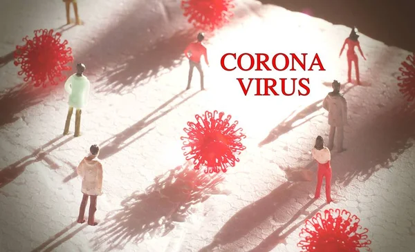 Célula Del Coronavirus Medio Gente Concepto Contaminación — Foto de Stock