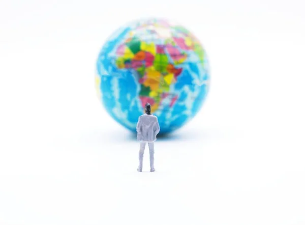 Man Front Globe — Stock Photo, Image