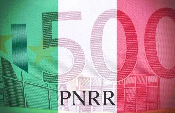 Macro Billet 500 Euros Avec Drapeau Italien — Photo