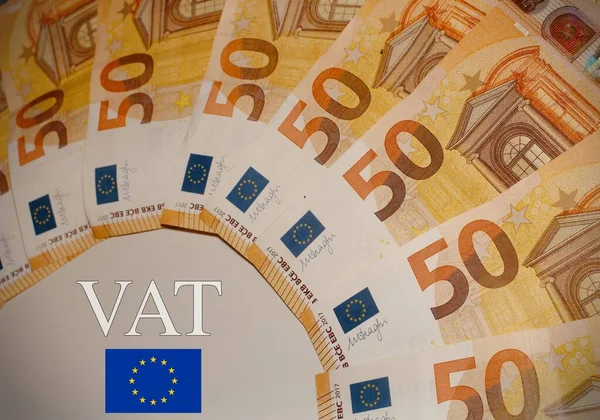 Europees Geld Met Tekst Vat Europese Belasting — Stockfoto