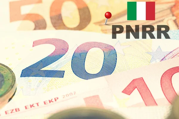 Eurobankbiljetten Met Het Opschrift Pnrr — Stockfoto