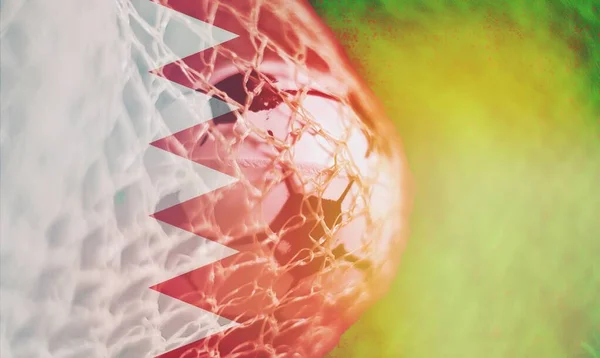 Футбольный Мяч Воротах Флагом Катара Качестве Фона Концепция Спорта Успешная — стоковое фото