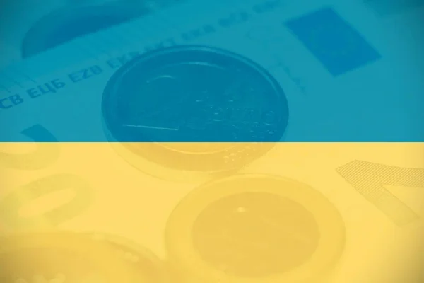 Euro Money Background Ukraine Flag — ストック写真