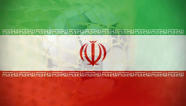 Iran Flag Soccer Ball Goal Background Sport Success Business Concept — Stockfoto