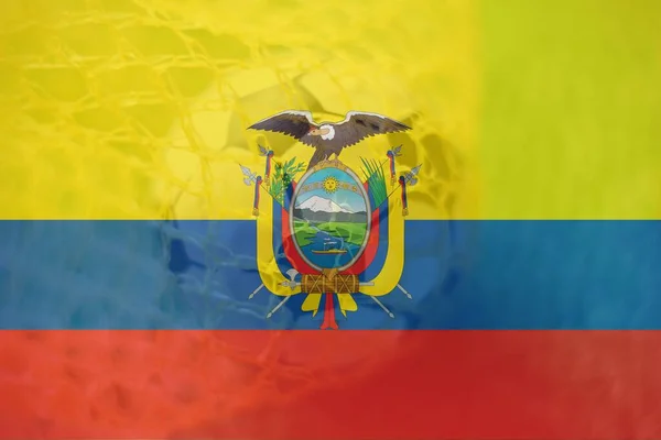 Bandera Ecuador Con Balón Fútbol Objetivo Como Fondo Deporte Éxito — Foto de Stock