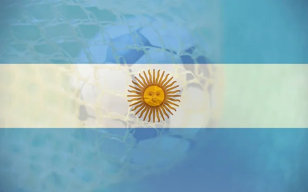 Argentina Flag Soccer Ball Goal Background Sport Success Business Concept —  Fotos de Stock