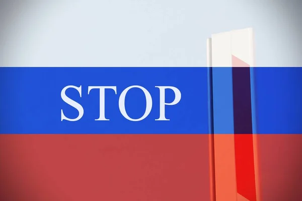 Російський Прапор Знаком Стоп — стокове фото